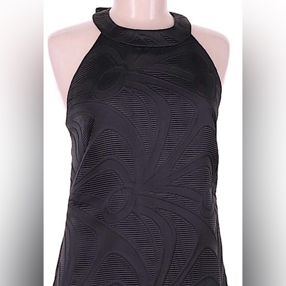 Milly NY Black Halter Cocktail Dress Bow Strap High Neck Sz 4
